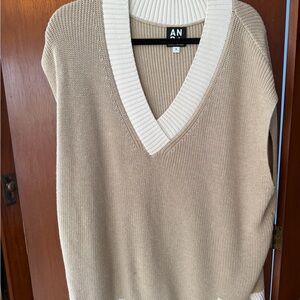 Alp N Rock Beige and Cream Ribbed Knit Vest